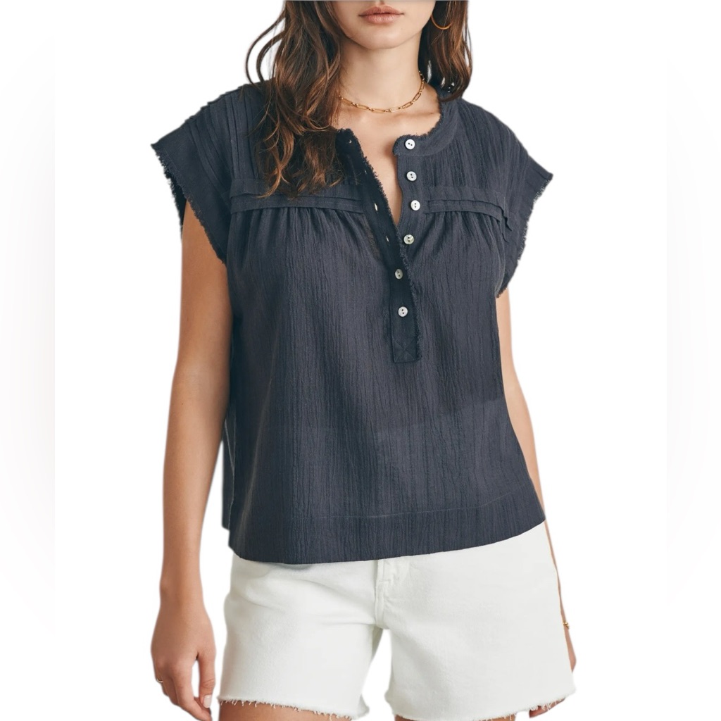 Faherty Ellsworth Top In Washed Black Size S